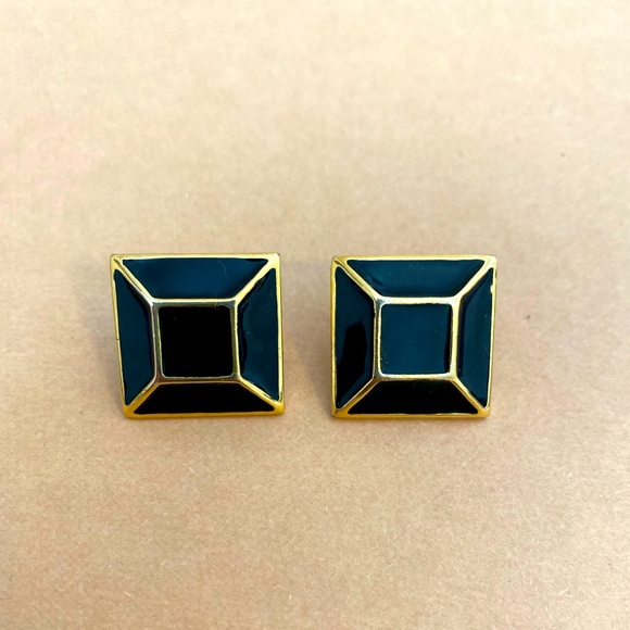 Saint Laurent Geometric Earrings in Black | Lyst Australia Saint Laurent Black & Gold Geometric Earrings
